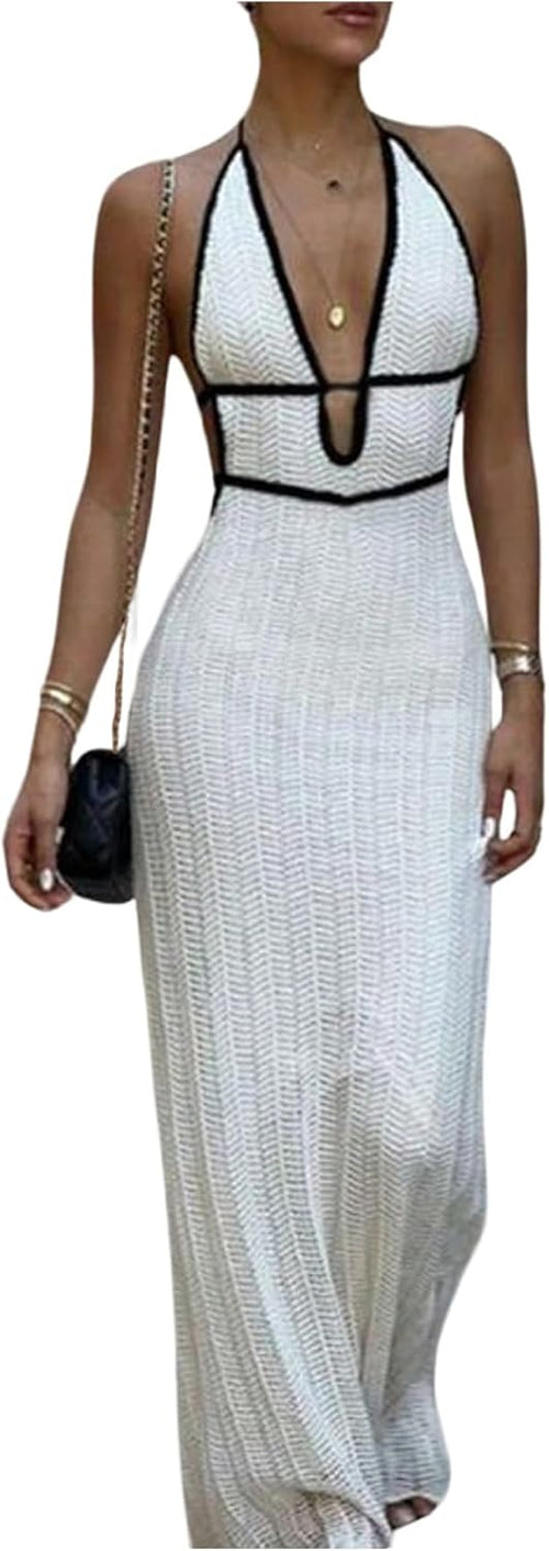 Elegant Boho Halter Maxi Dress